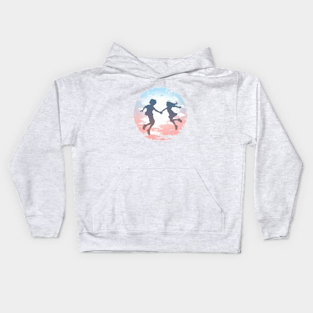 Couple Flying Kids Hoodie by Ceiko